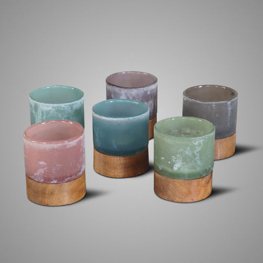 Brynxz Tealight with Woodenbase Paars M